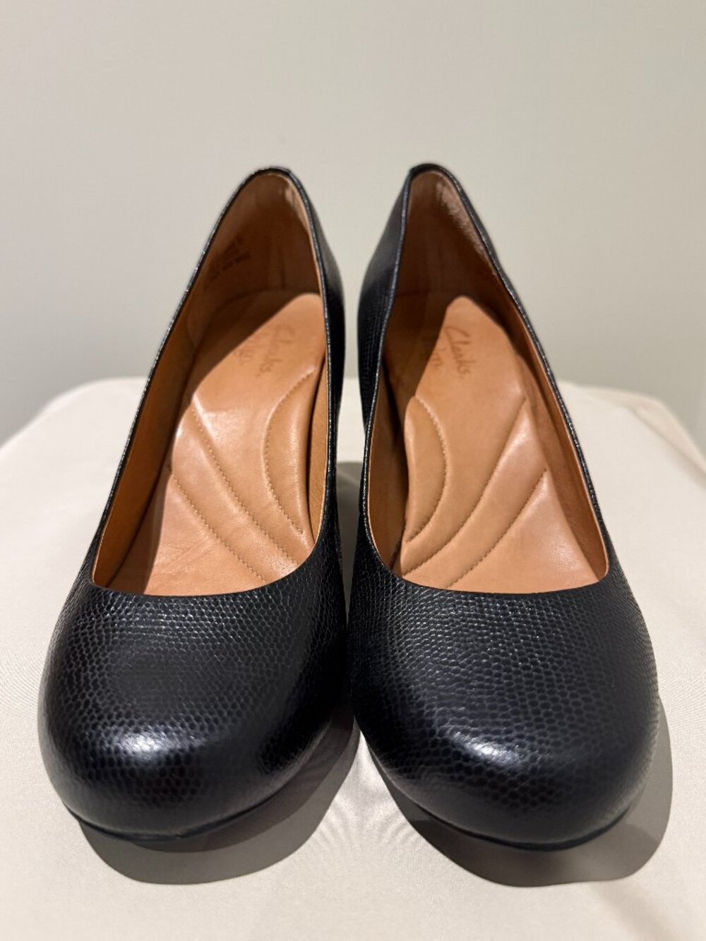 Clarks High Heel Rounded Shoes - 8.5 - Black